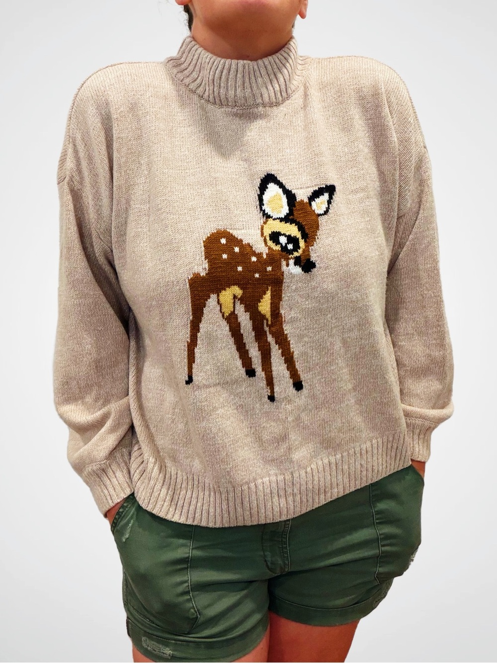 Disney Bambi Mock Neck Sweater, XL